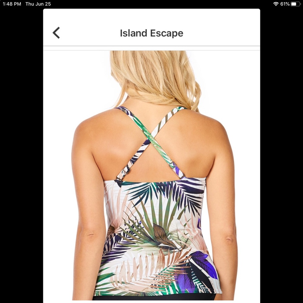 NWT Beautiful Island Escape Tankini Top Size-10 - Picture 2 of 4